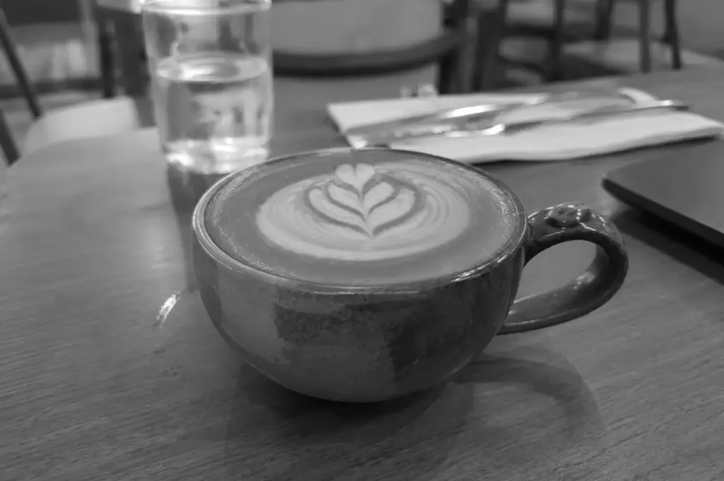 Latte art served at a specialty coffee café in Singapore