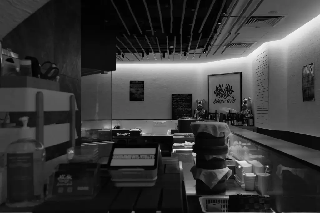 Interior view of the Sushi To Sumi sushi counter and dining area