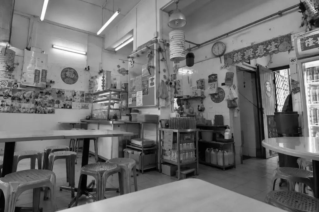 A traditional Singaporean food stall with an old-school interior, showing the familiar setting and atmosphere of a long-running food business.